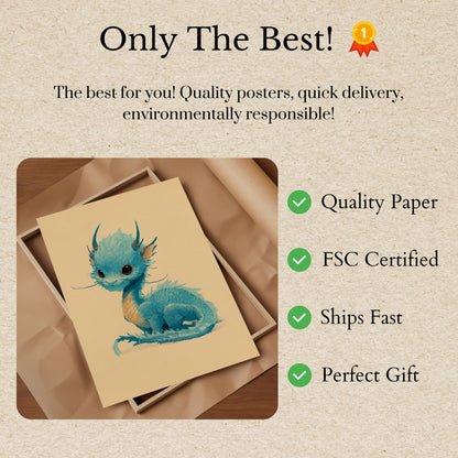 Baby Blue Dragon Fantasy Poster