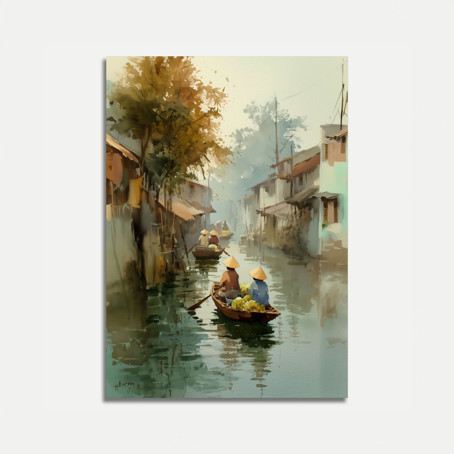 Póster de Vía Acuática de Pueblo Vietnamita