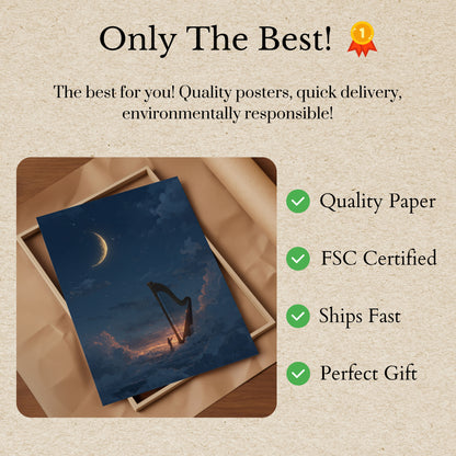 Celestial Harp Moonlight Poster