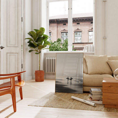 Cartel de Surfistas Entrando al Océano