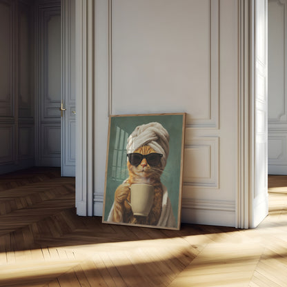 Cool Cat Morning Coffee Poster
