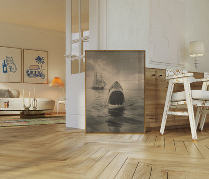 Vintage Shark Nautical Poster