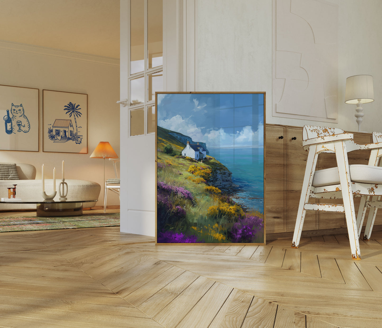 Pôster de Paisagem de Penhascos de Cabana Costeira