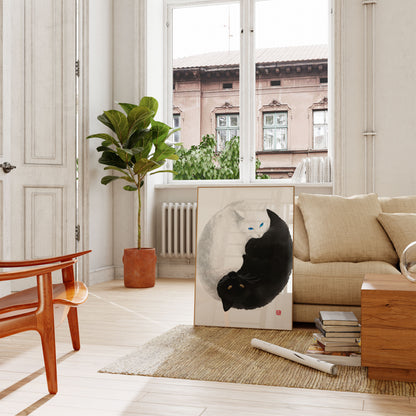 Yin Yang Cats Poster