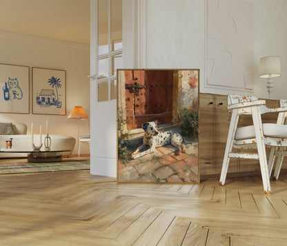 Póster de puerta dálmata iluminada por el sol