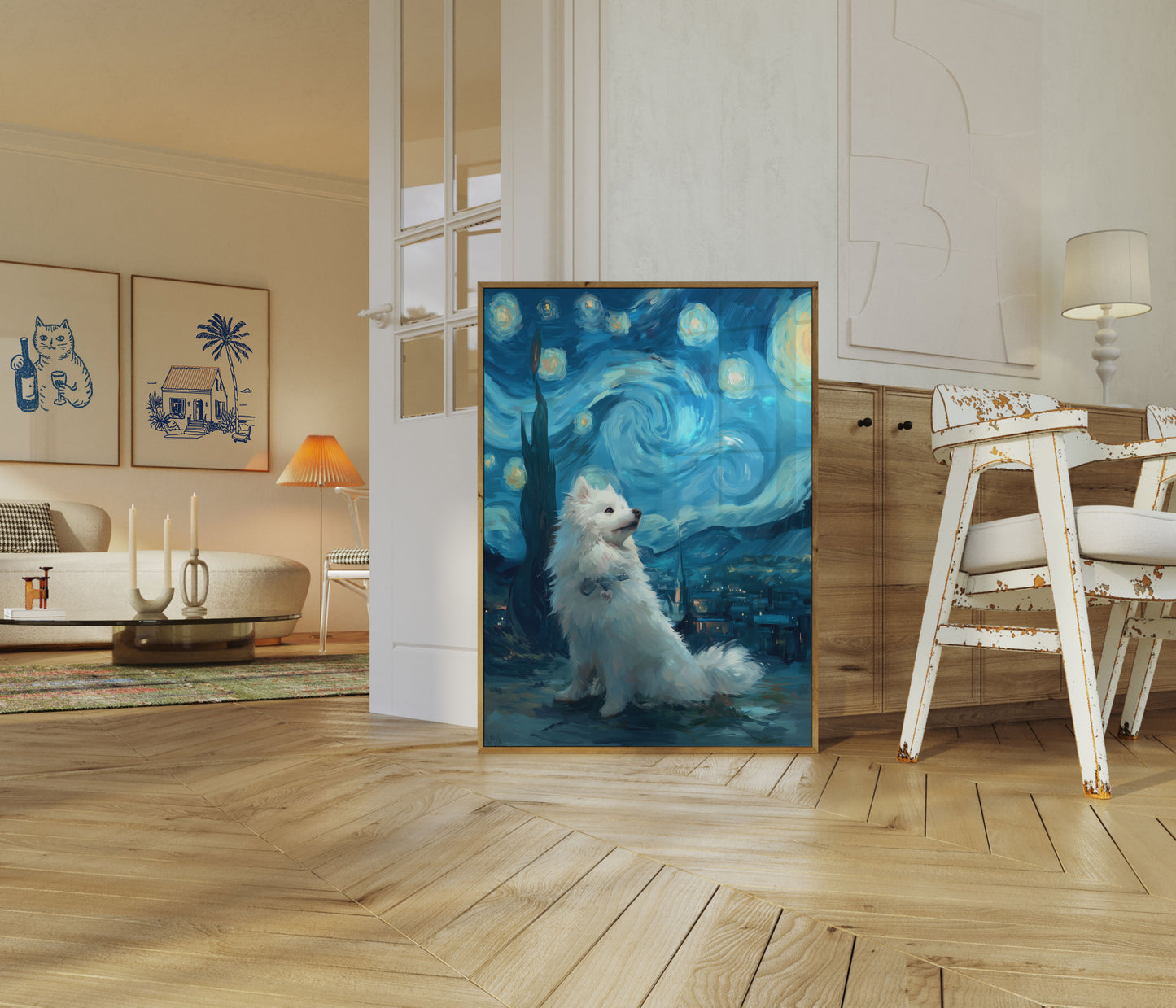 Affiche Chiot Nuit étoilée
