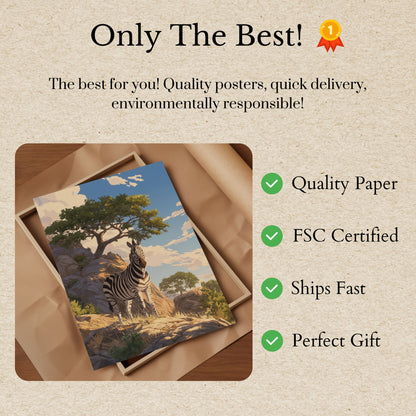 Lone Zebra African Landscape Poster