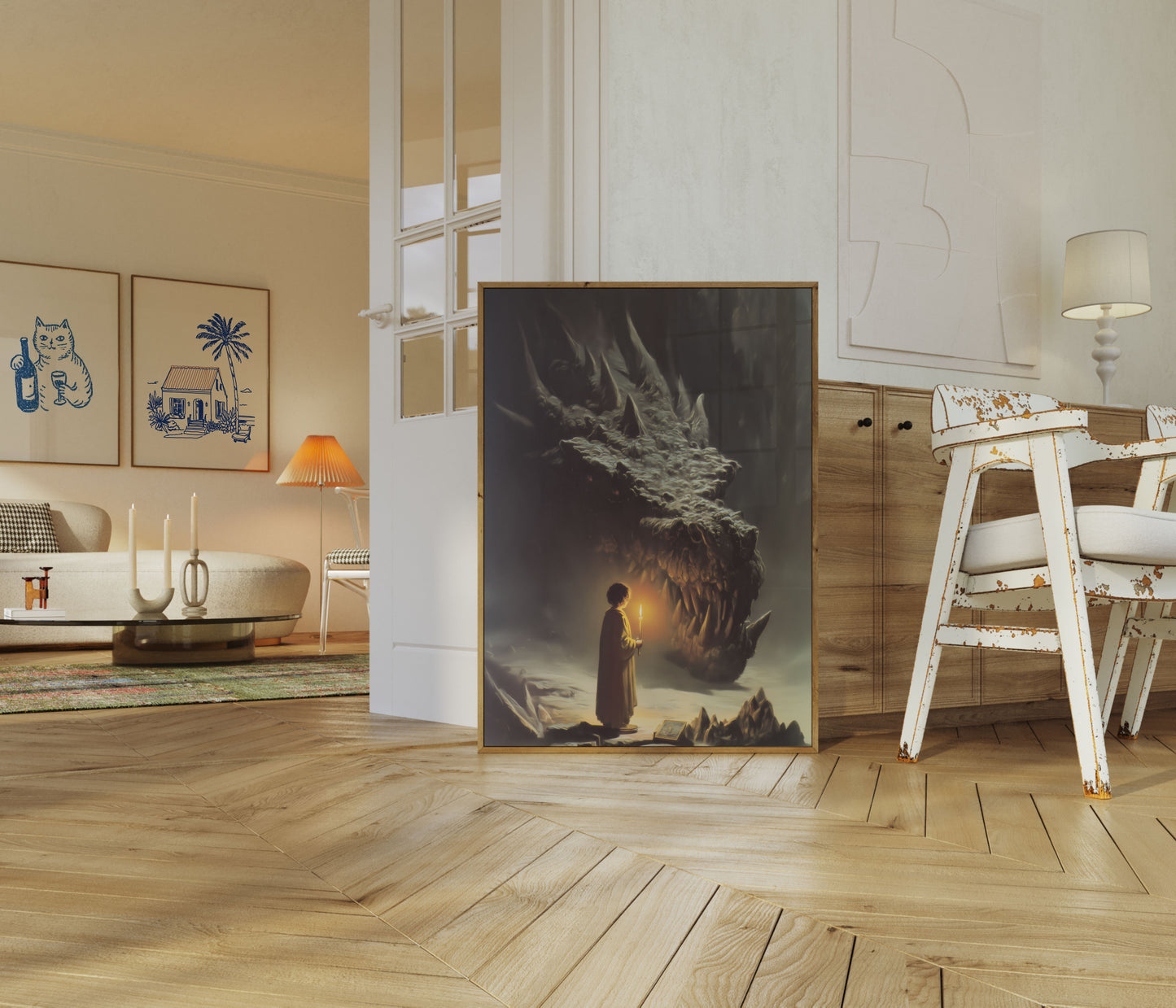 Dragon Guardian with Torch Poster