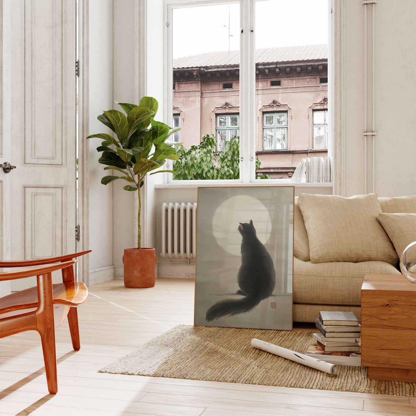 Moonlit Cat Silhouette Poster