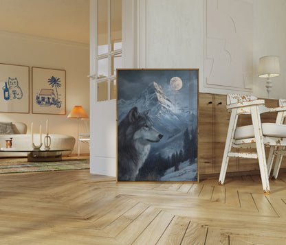 Moonlit Wolf Mountain Poster