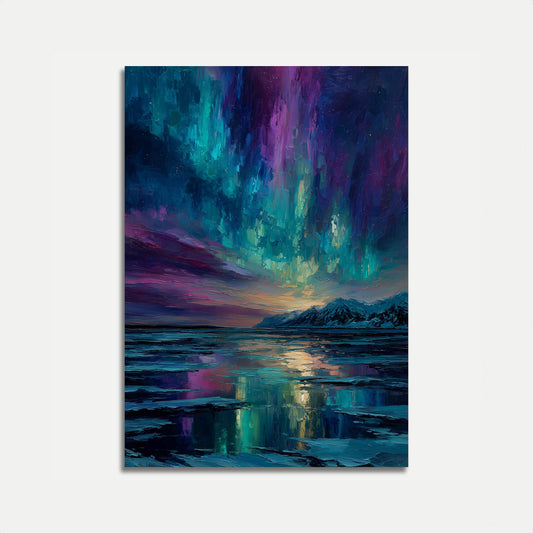 Pôster de Paisagem de Montanha da Aurora Boreal