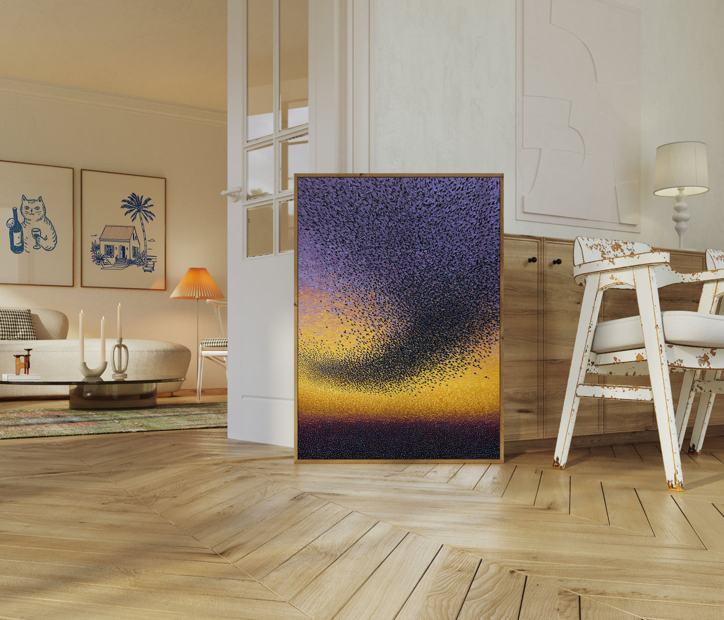 Starling Murmuration Sunset Poster