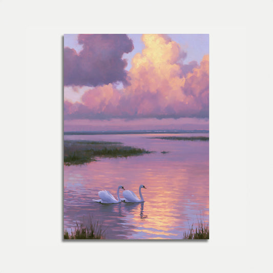 Plakát: Labutě u jezera Sunset