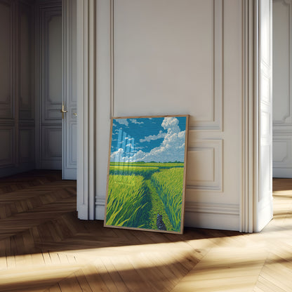 Kat die door een graanveld loopt Poster