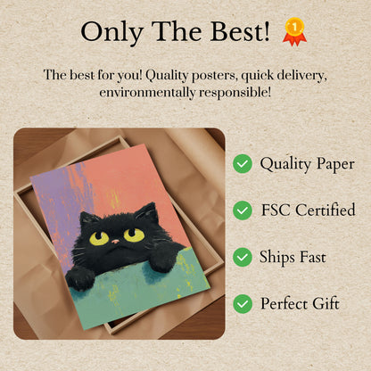 Curious Black Cat Poster