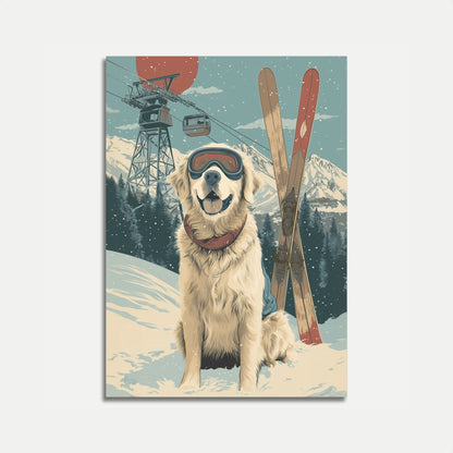 Skiing Dog Mountain Adventure Poster