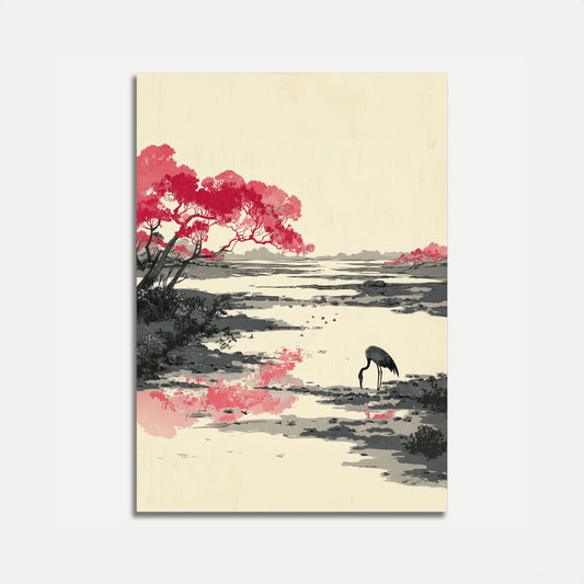 Pink Blossom Crane Plakat