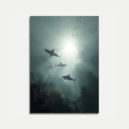 Shark Reef Silhouette Poster