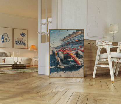 Velocity Pixelated Ferrari F1 Poster