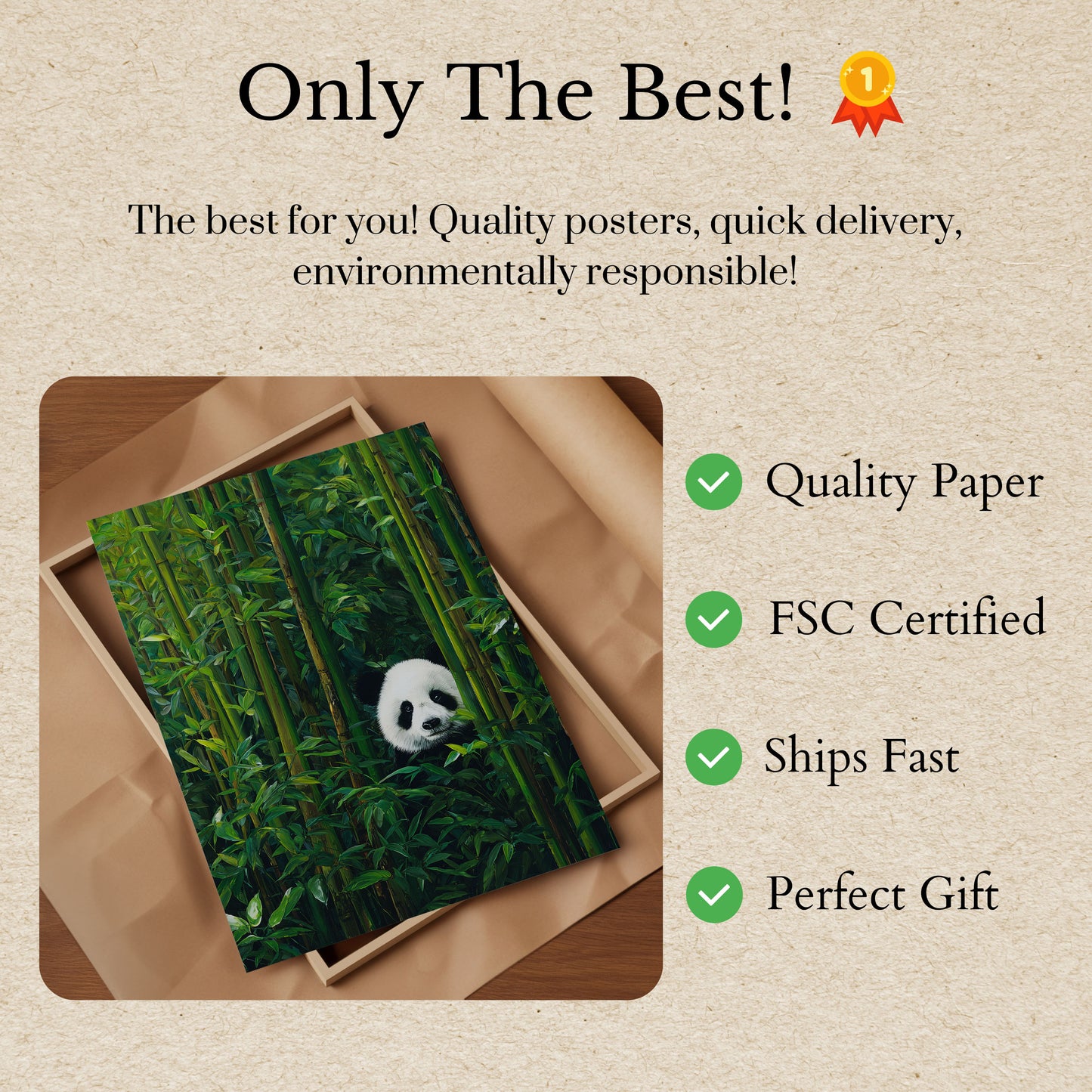 Póster de panda del bosque de bambú