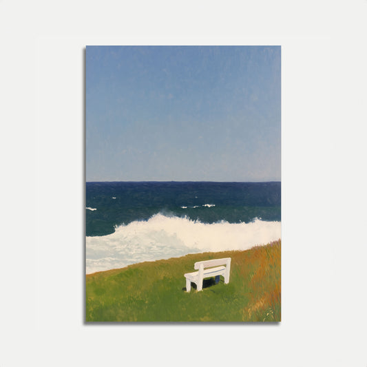 Serene Coastal Bench Poster