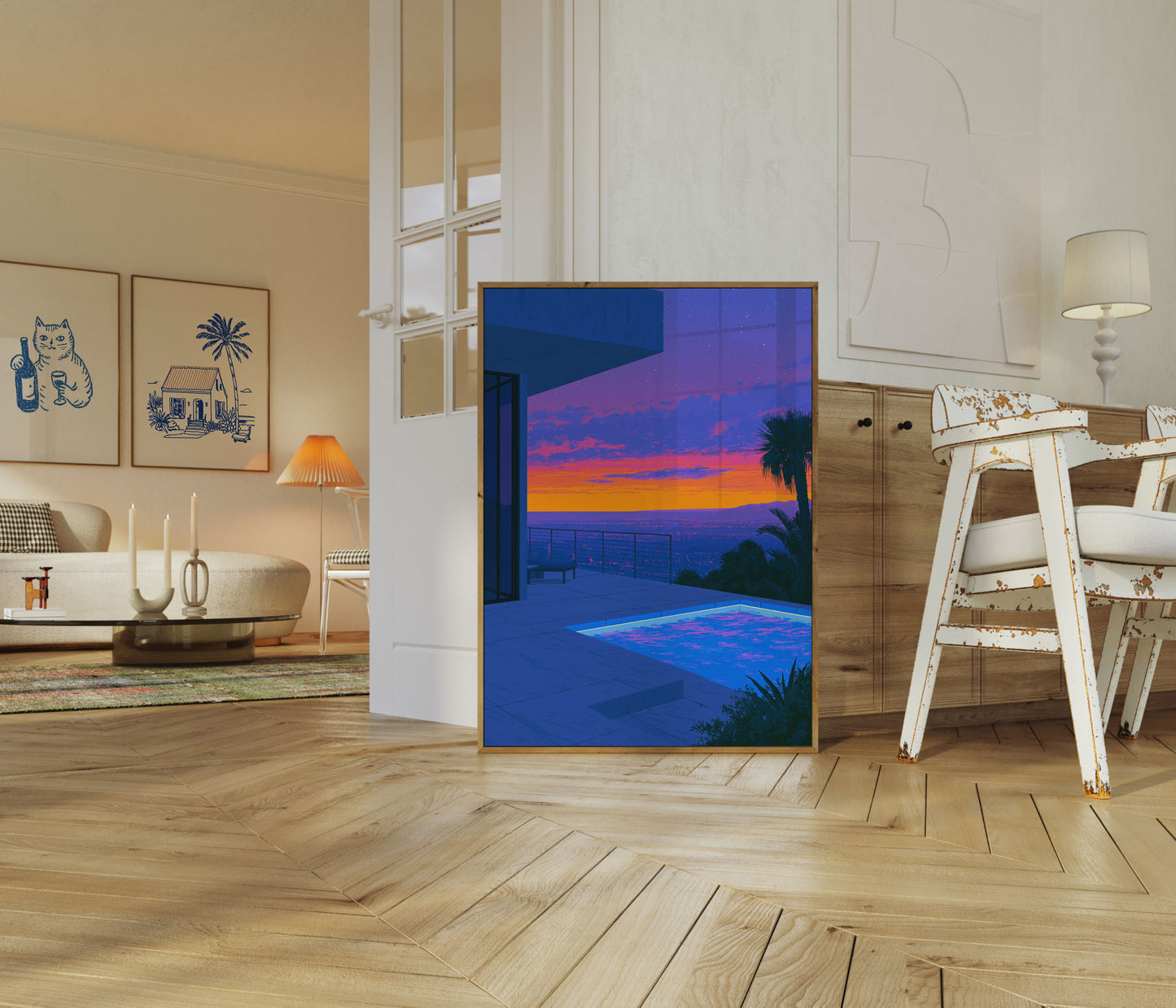 Sunset Over City Lights Poster