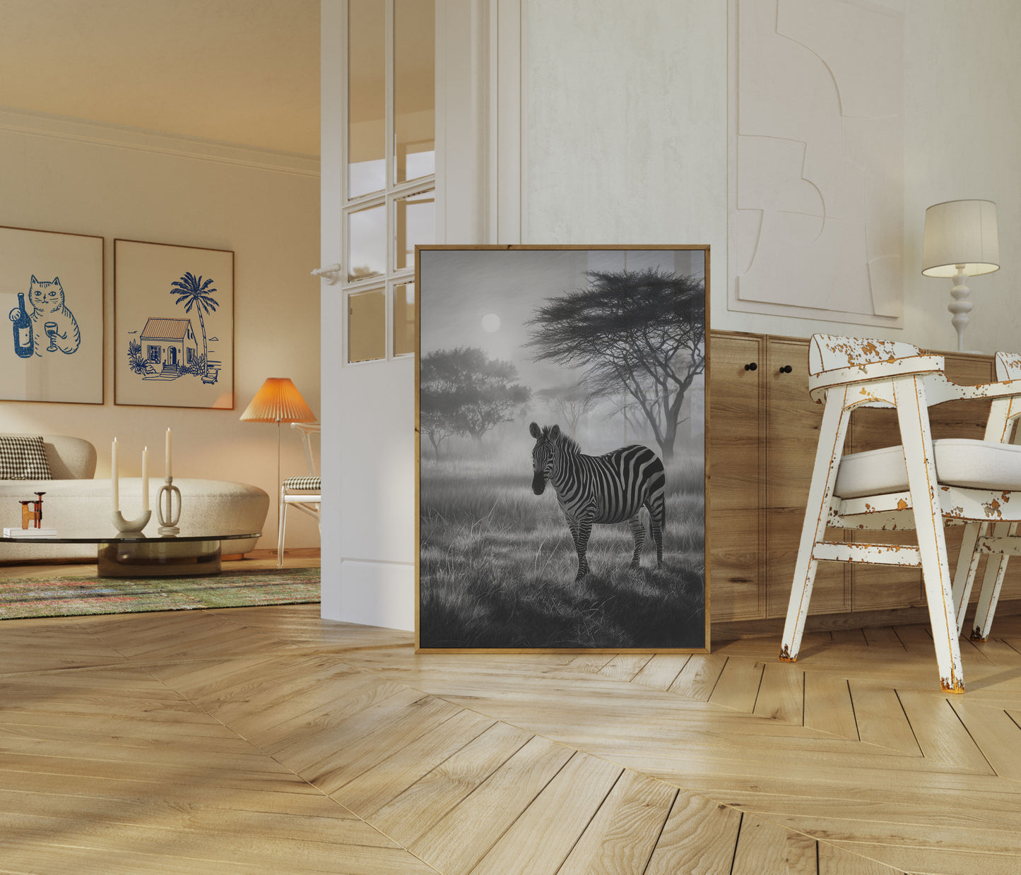 Misty African Zebra Wilderness Poster