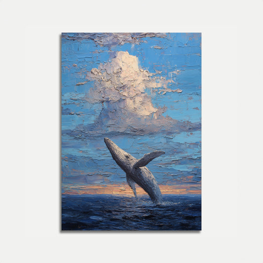 Breaching Whale Ocean Sunset Poster