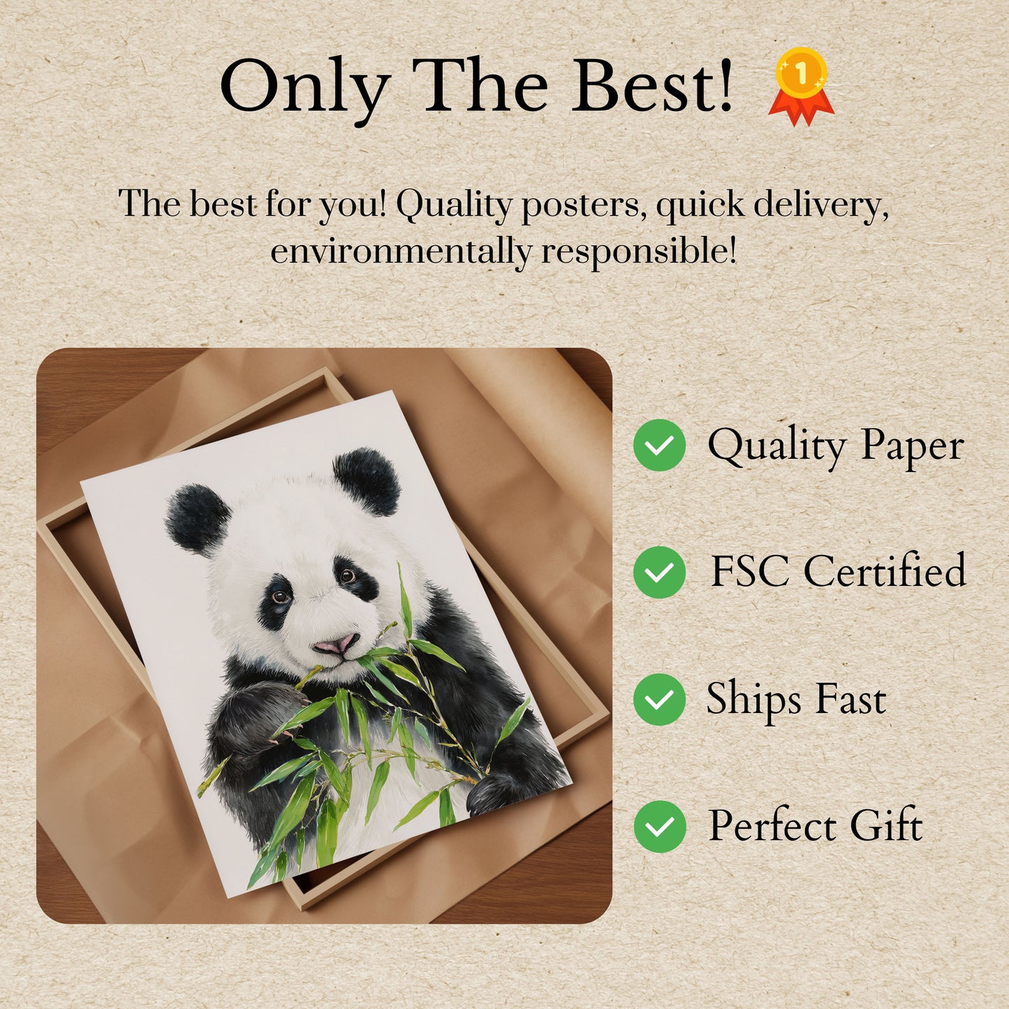 Póster del panda del banquete del bambú