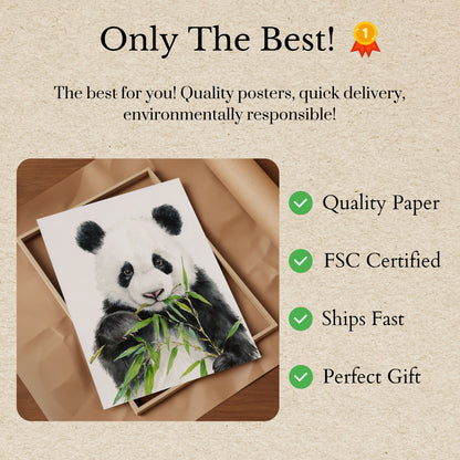 Póster del panda del banquete del bambú