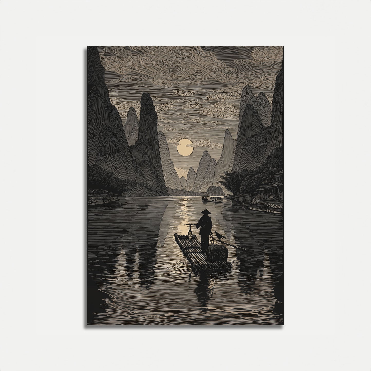 Mondbeleuchtete Flusslandschaft Poster
