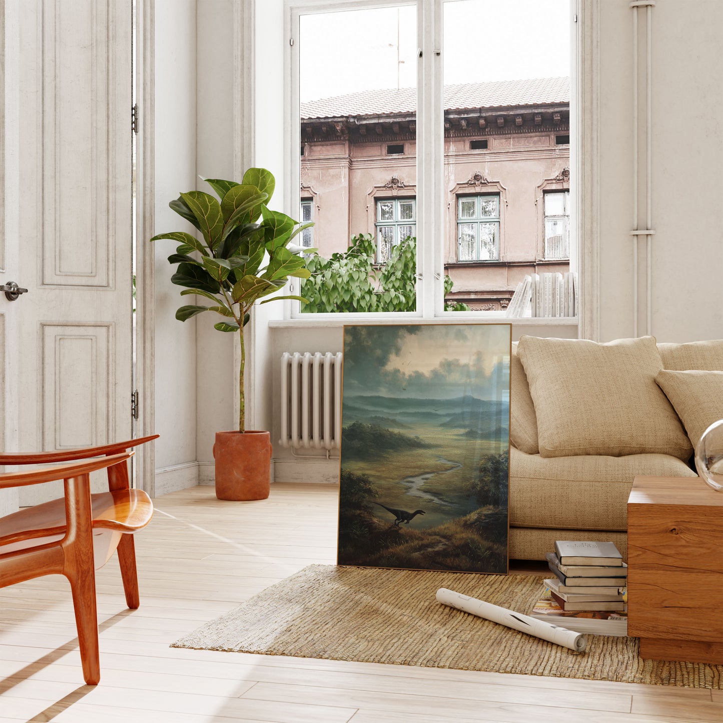 Ancient River Valley Dinosaur Poster