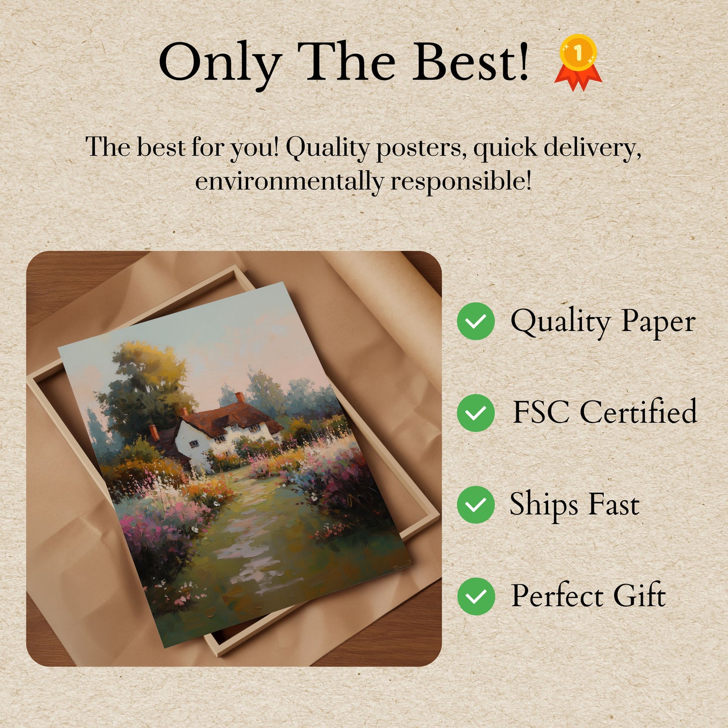 Cottage Garden Landscape Poster