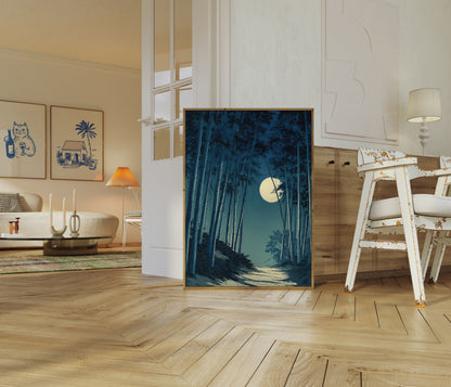 Cartel del Bosque de Bambú Iluminado por la Luna