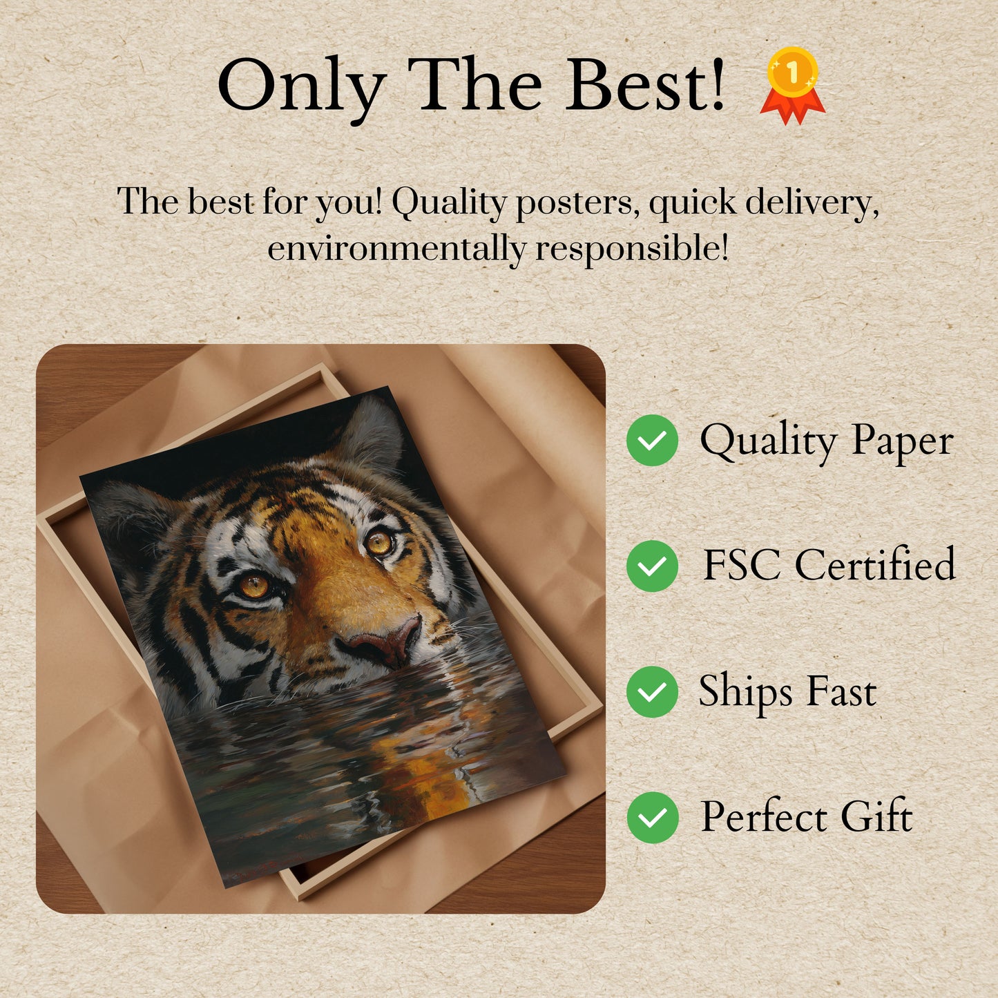 Poster di Tigre che Nuota in Acqua