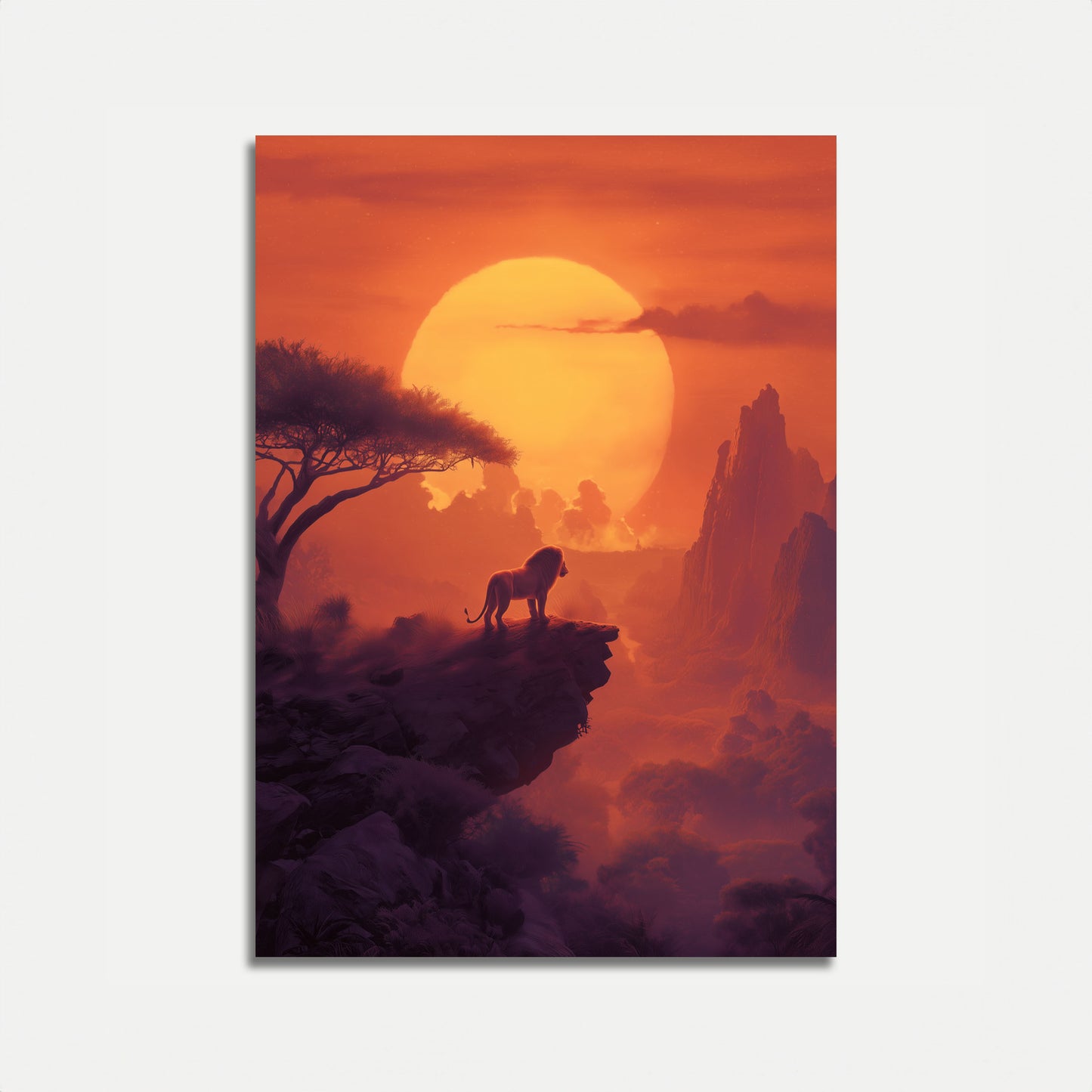 Poster della Scogliera al Tramonto del Re Leone