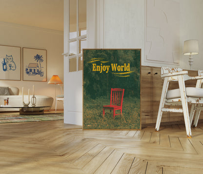 Roter Stuhl in Natur Poster