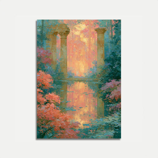 Ancient Ruins Garden Reflection Poster