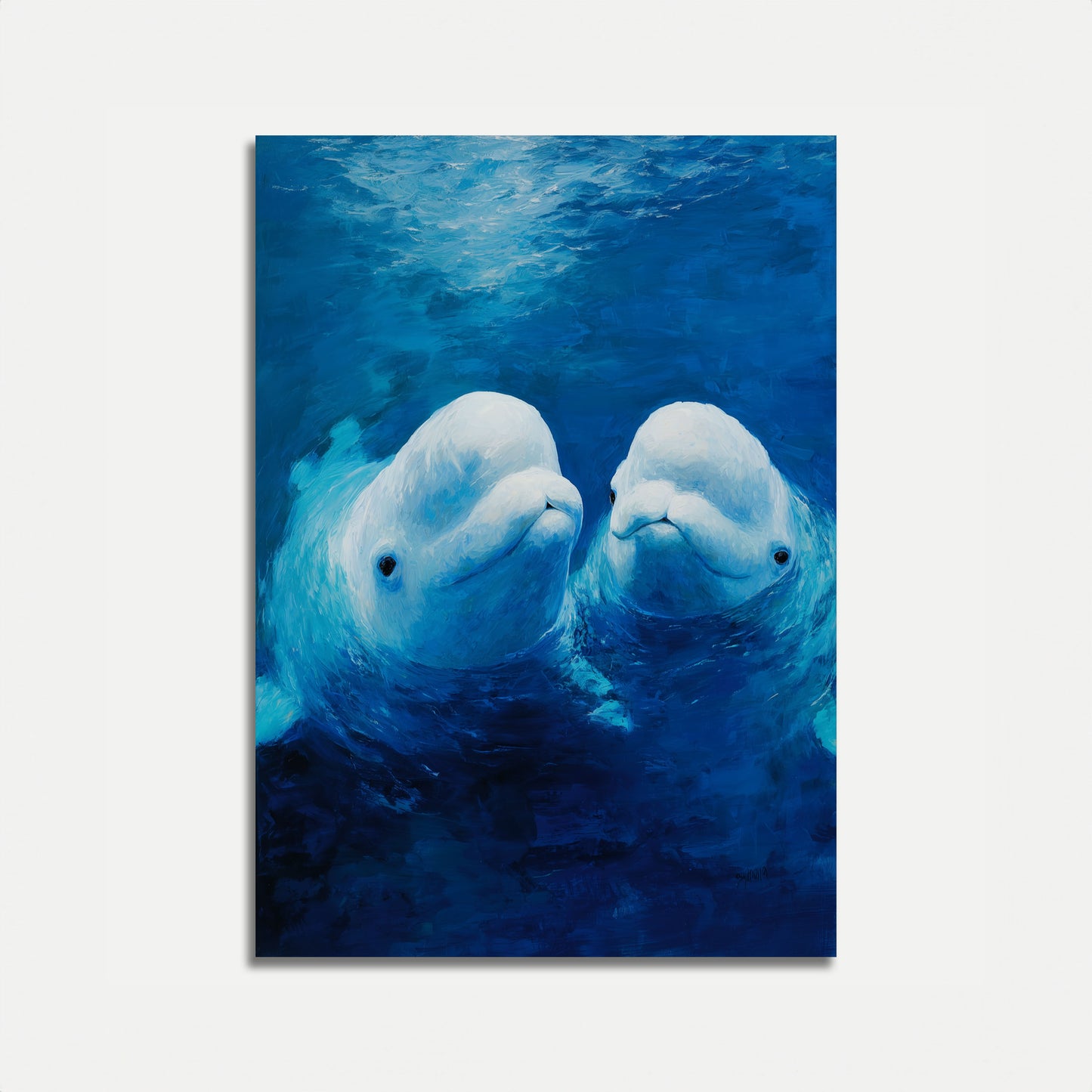 Beluga Whales Underwater Poster