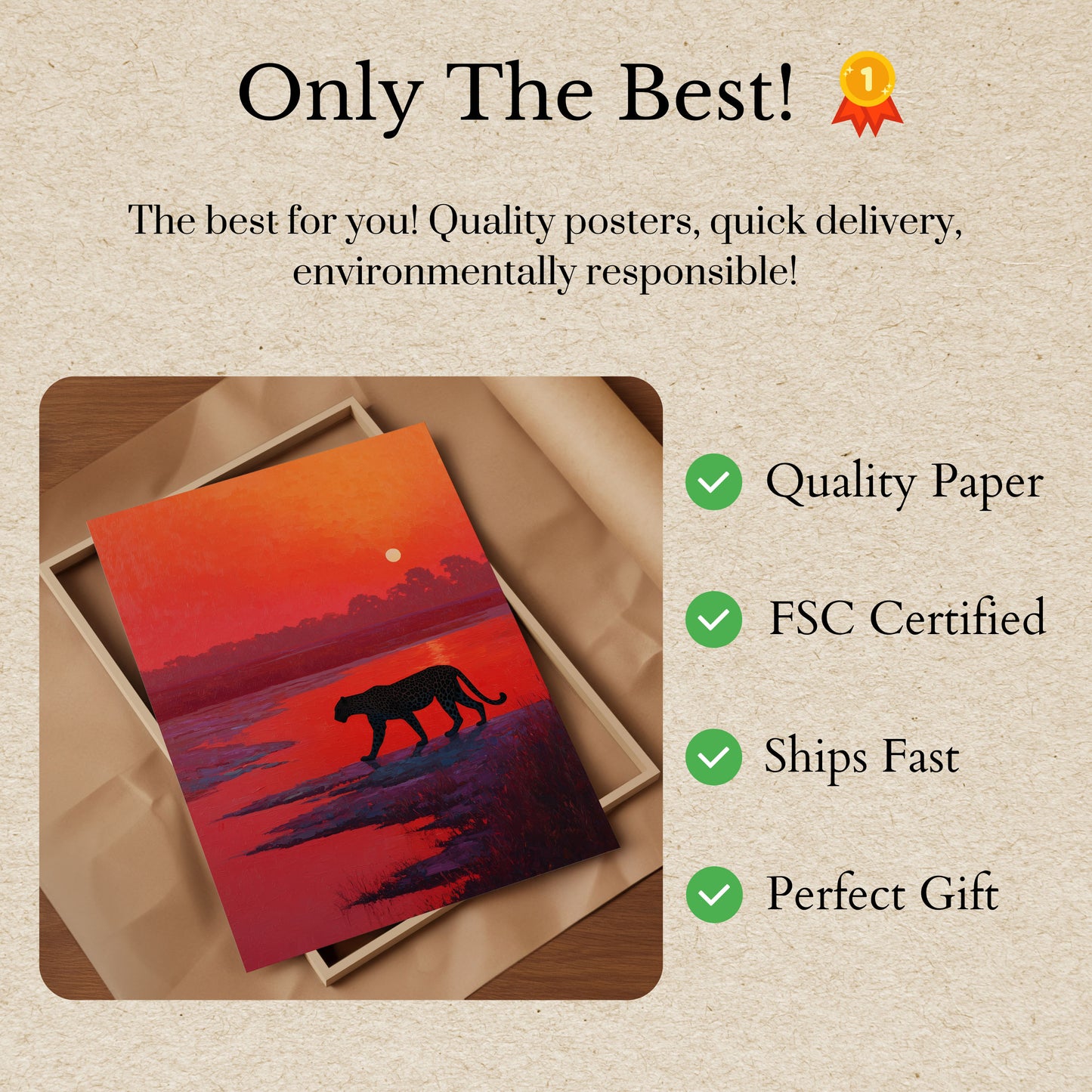 Leopard bei Sonnenuntergang Poster