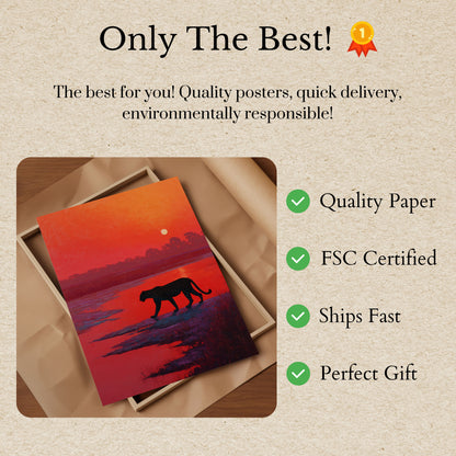 Leopard bei Sonnenuntergang Poster