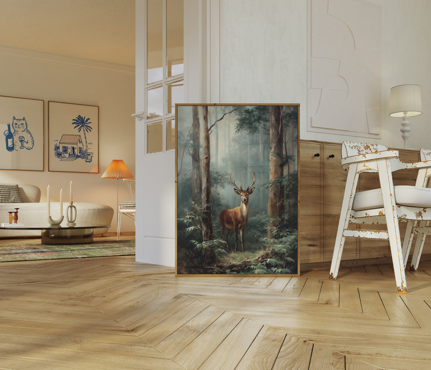 Misty Forest Stag Poster