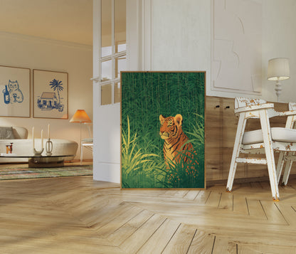 Tiger in the Grassland Poster