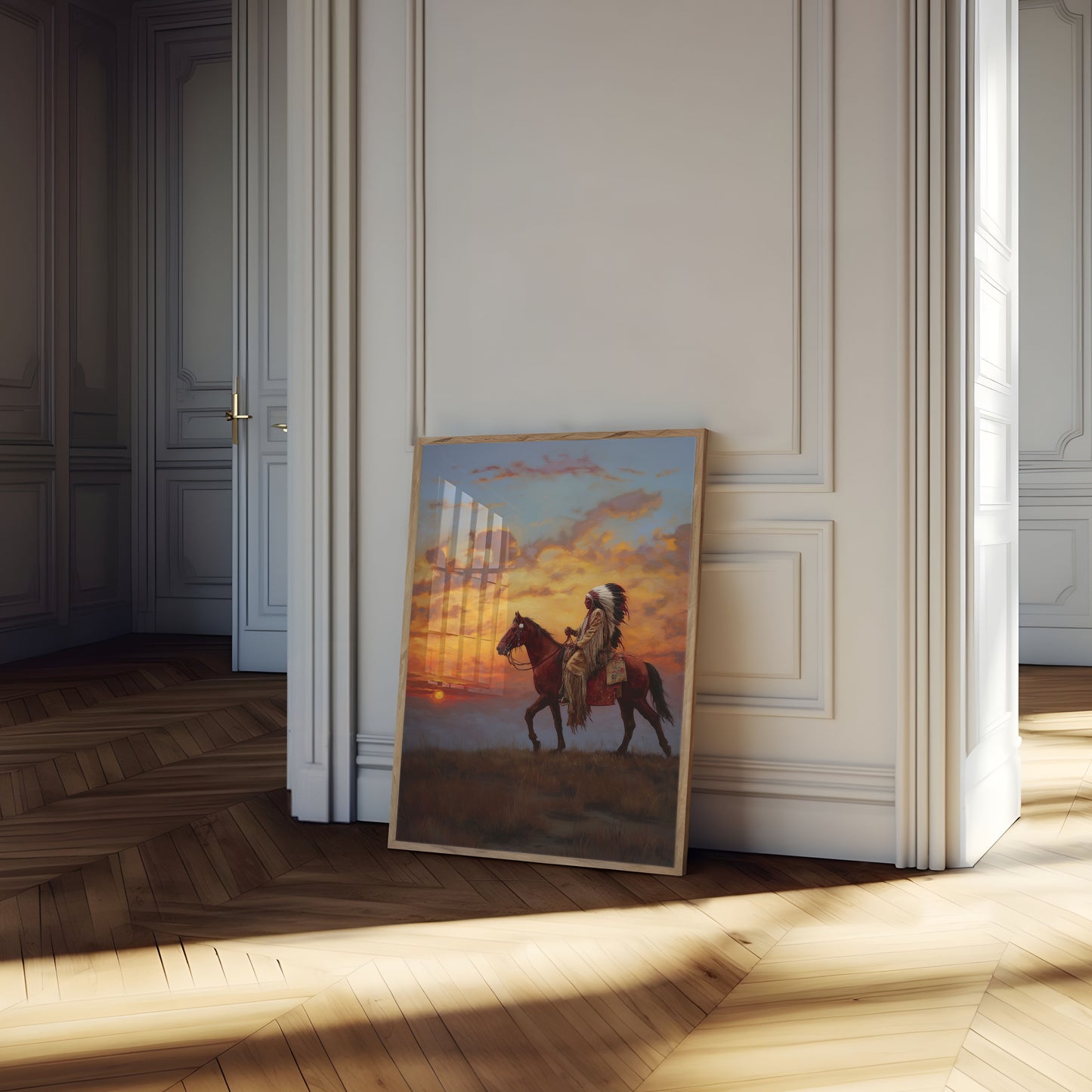 Sunset Rider Native American Poster