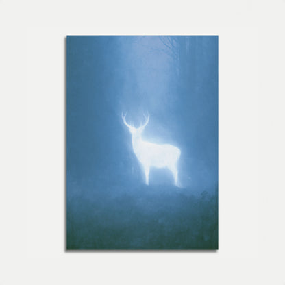 Glowing Deer in Misty Forest Poster