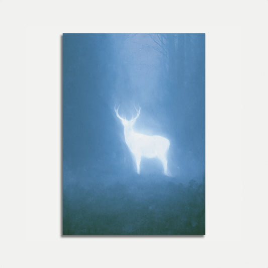 Glowing Deer in Misty Forest Poster