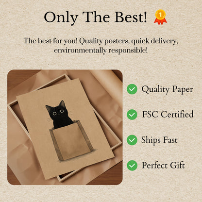 Schwarze Katze in Box-Plakat