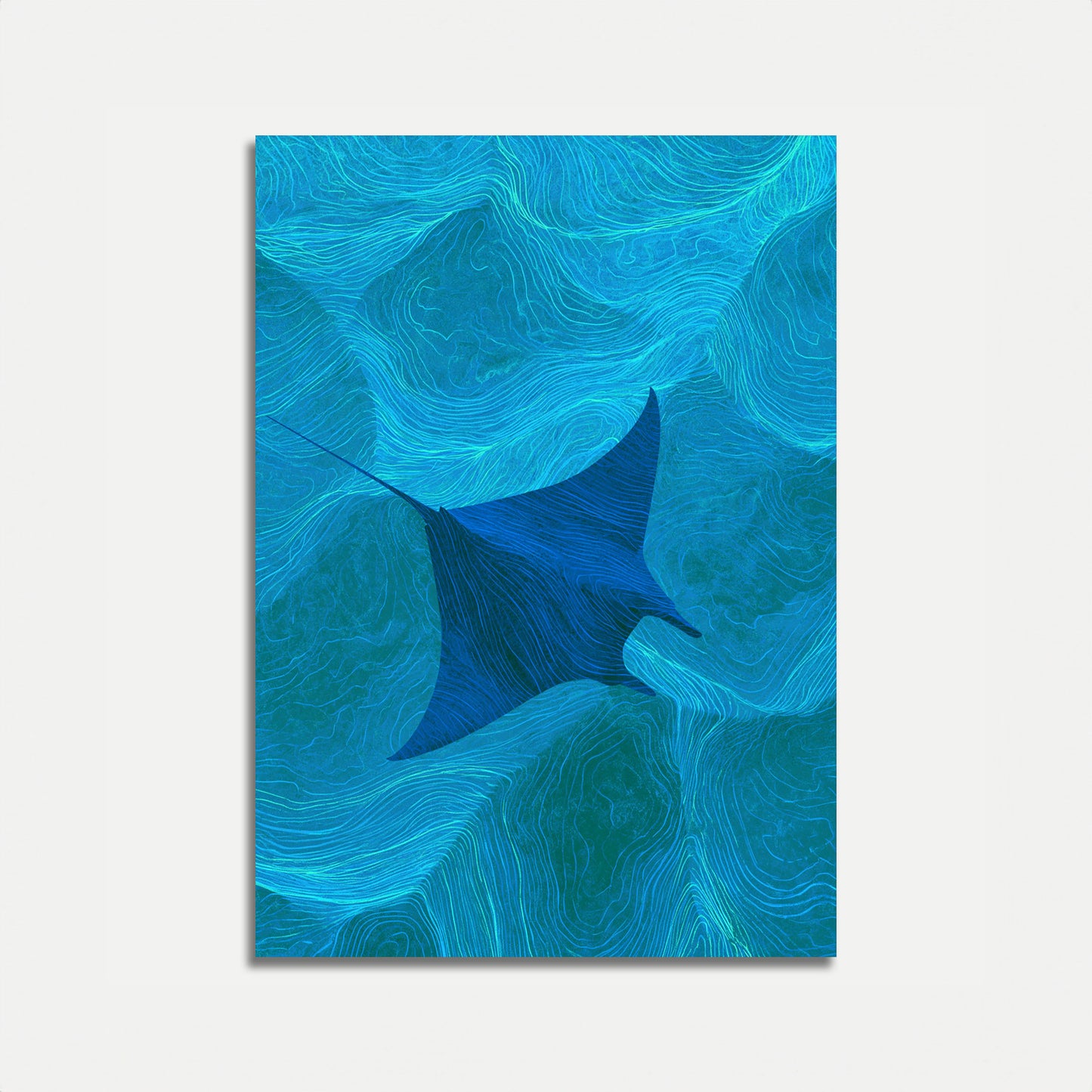 Manta Ray Ocean Wave Poster