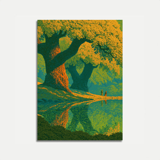 Antico Albero Vicino all'Acqua Poster