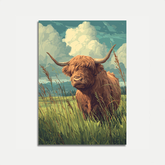 Plakat Bydła Szkockiego na Łące